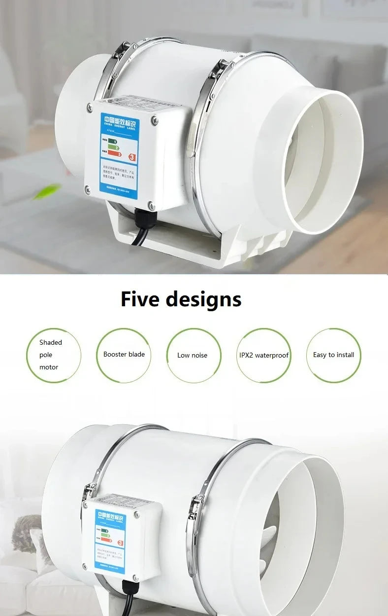 Exhaust Fan Home Mute Inline Duct Fan Bathroom Exhaust Fan Ventilation Equipment Kitchen Bathroom Wall Mounted Air Purifying Ve