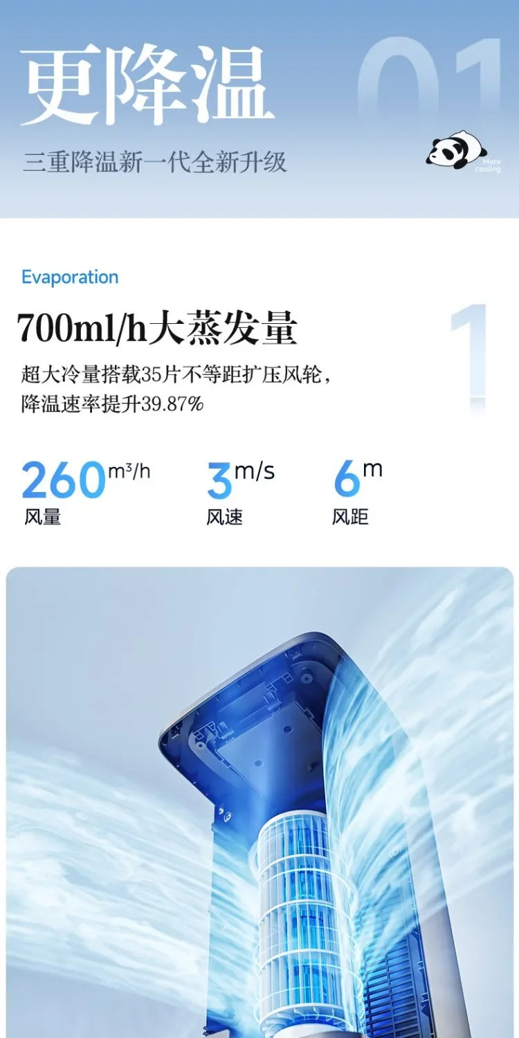 2026 New Portable Evaporative Air Cooler Water Cooling Fan Cold Wind Air Conditioner Fan for Home Dormitory Office Use