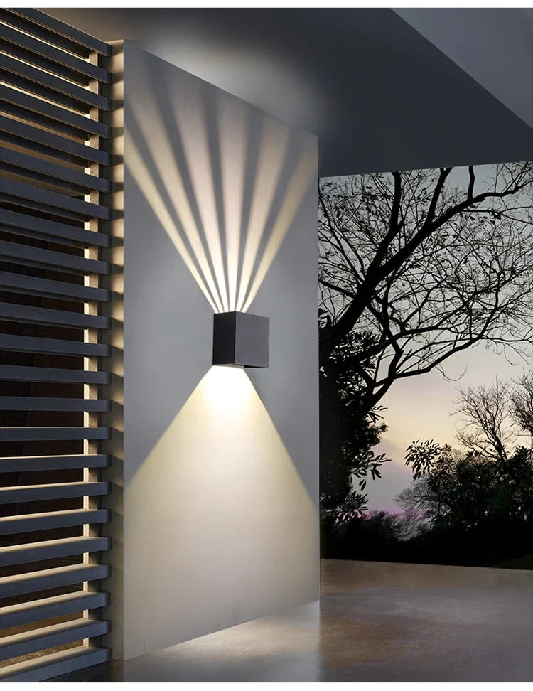 Modern Outdoor Wall Light Decoration Sconces Waterproof Balcony LED Lighting Fixture Black Sqaure Up Down Light Adjustable Angle