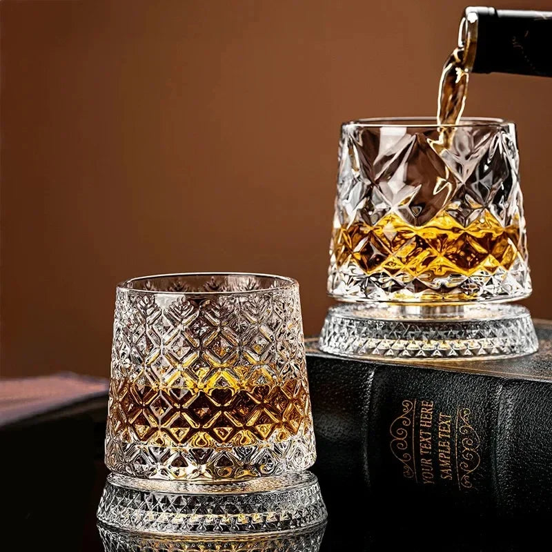280ml Whiskey Glass The Crystal Rotates 360° White Wine and Cocktail Drinks Bar Party Cool Bar Accessories Unique Gift