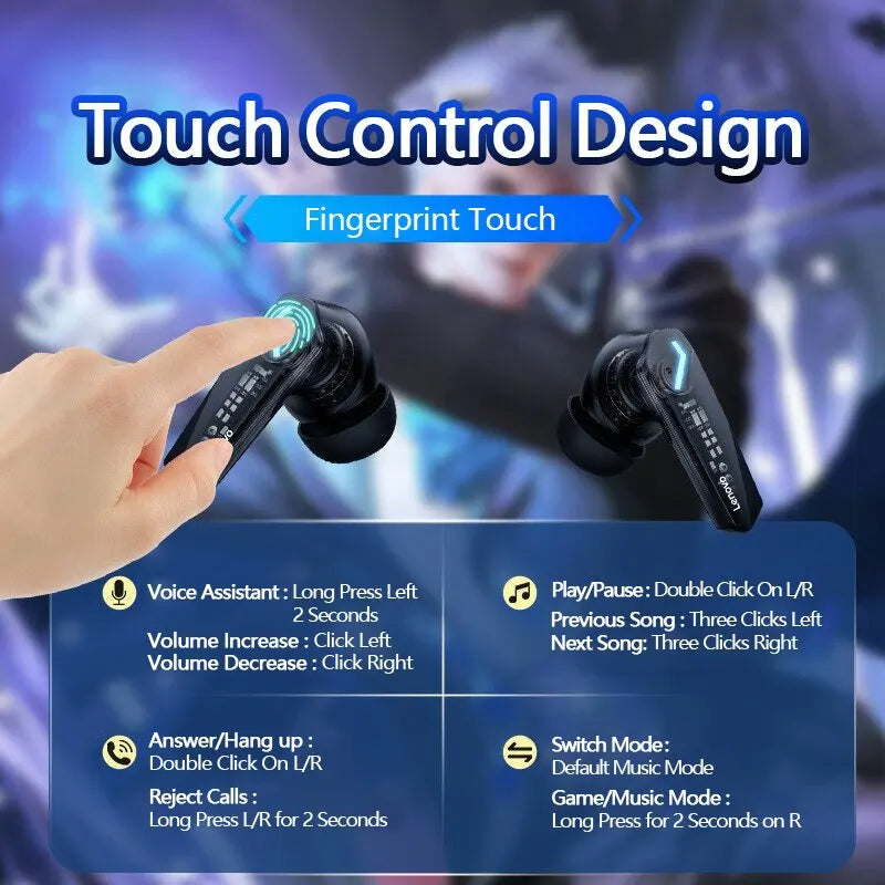 Choice Lenovo GM2 Pro TWS Wireless Bluetooth Headset Touch Control Mic Earbuds Headphones Noise Cancelling Air Pro Earphones