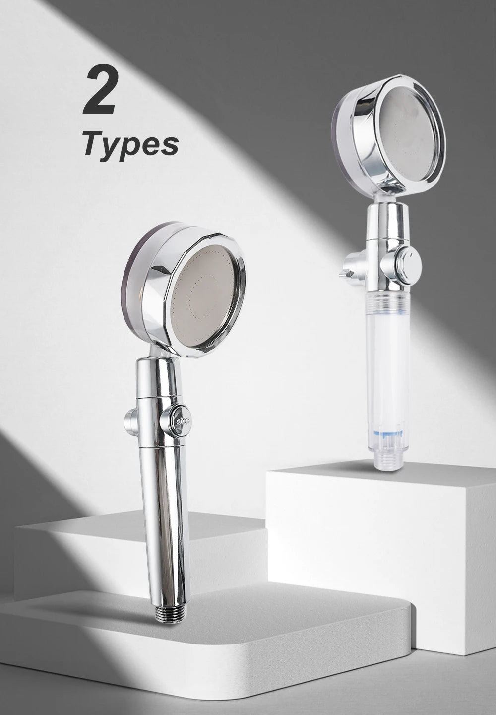 High Pressure Shower Head with One-click Stop Handheld Shower Head with Filters Water Saving Spray Hotel Bathroom Accessories