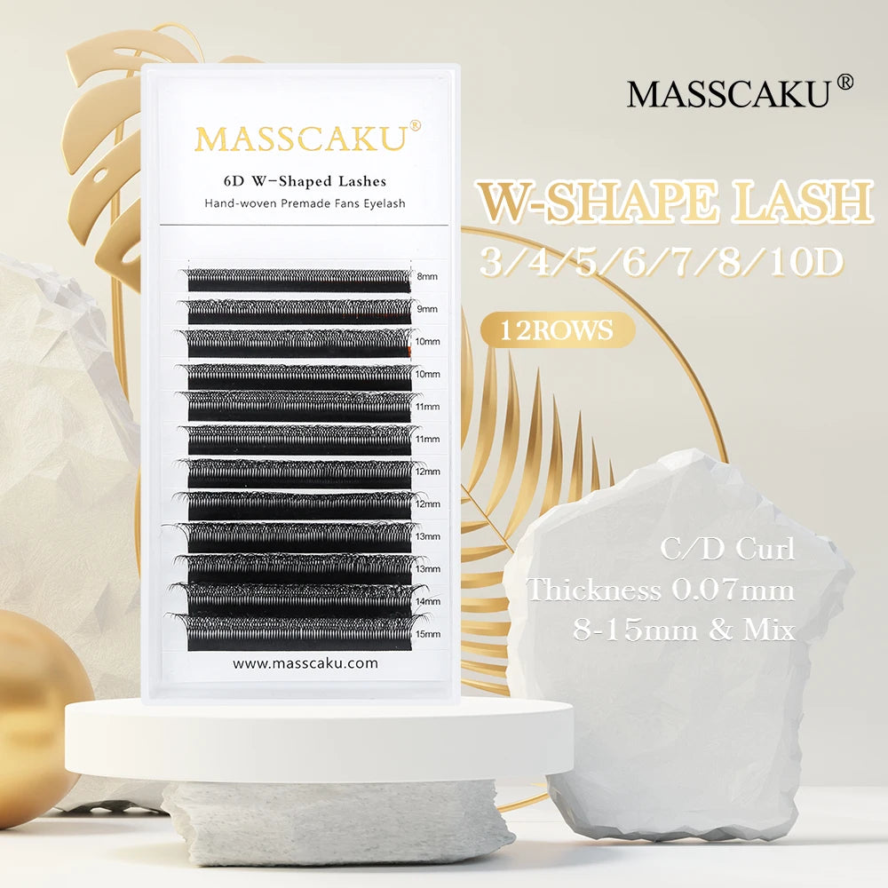 MASSCAKU 3D 6D 8D W Shape Lashes Global Wholesale Eyelash Clusters Easy Fan Volume Wispy Fake Lash Premium Dense Cilia Supplier