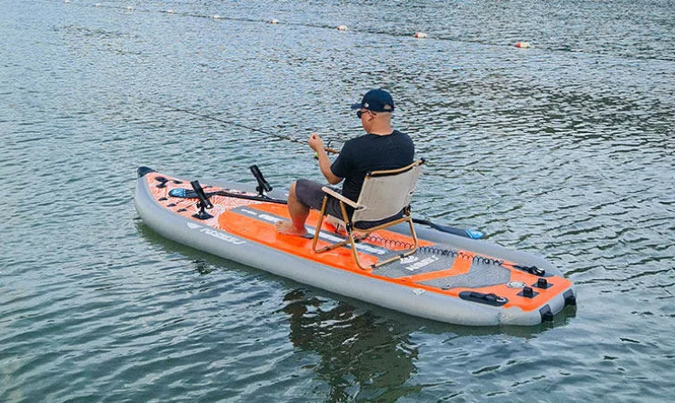 Inflatable Fishing Boat Kayak SUP Thickened Sea Fishing Paddle Board with Rod Holders, Stable Lure Fishing Platform