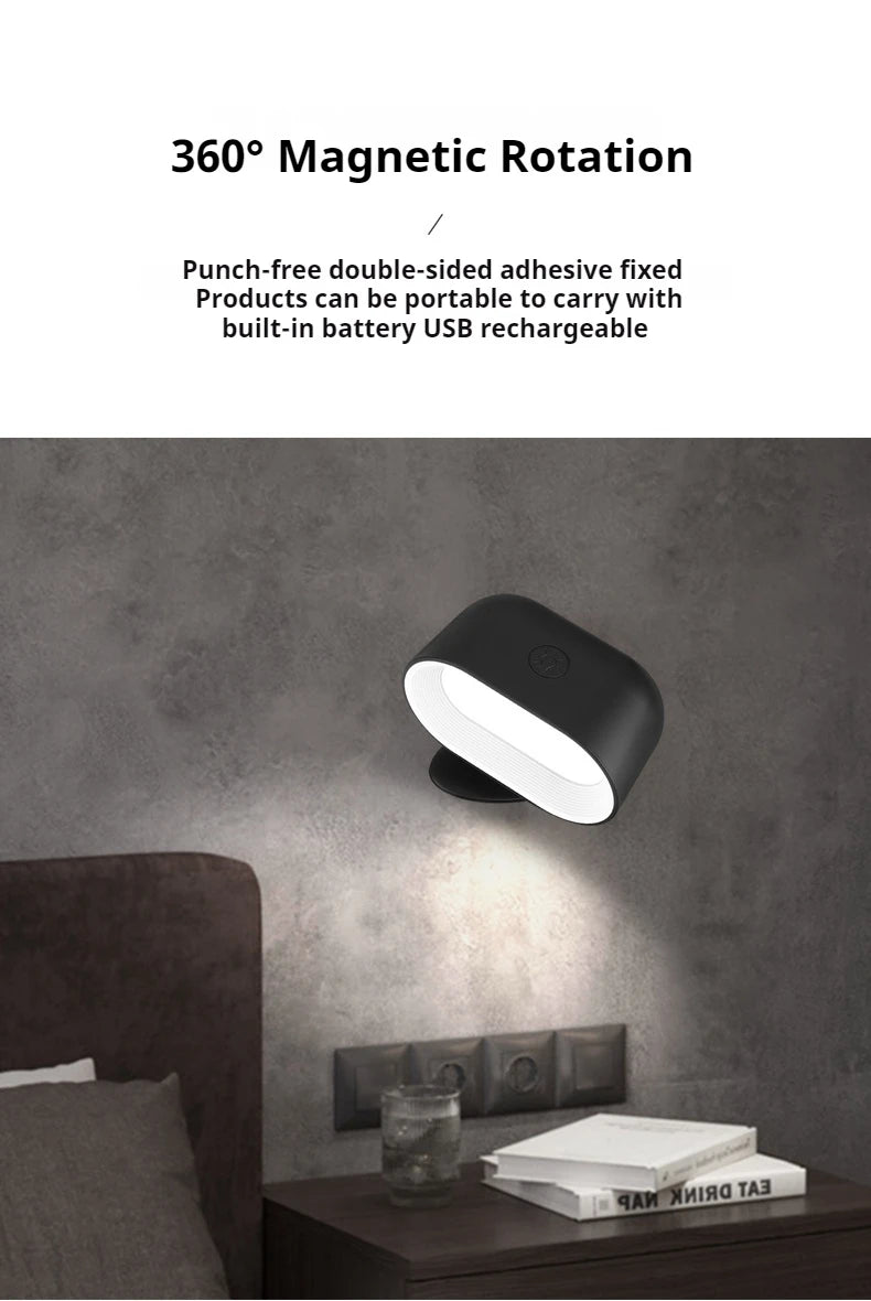 Wall Sconce Indoor Magnetic Remote Control Wall Light RGB Color Picture Backlight Night Light 360 Degree Rotation Wall Lamp
