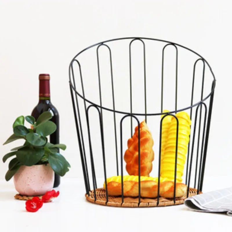 Anti-rust Iron Basket Woven Baguette Basket Cake Shop European Rattan Baking Baskets Baguette  Organizador Organizer Органайзери