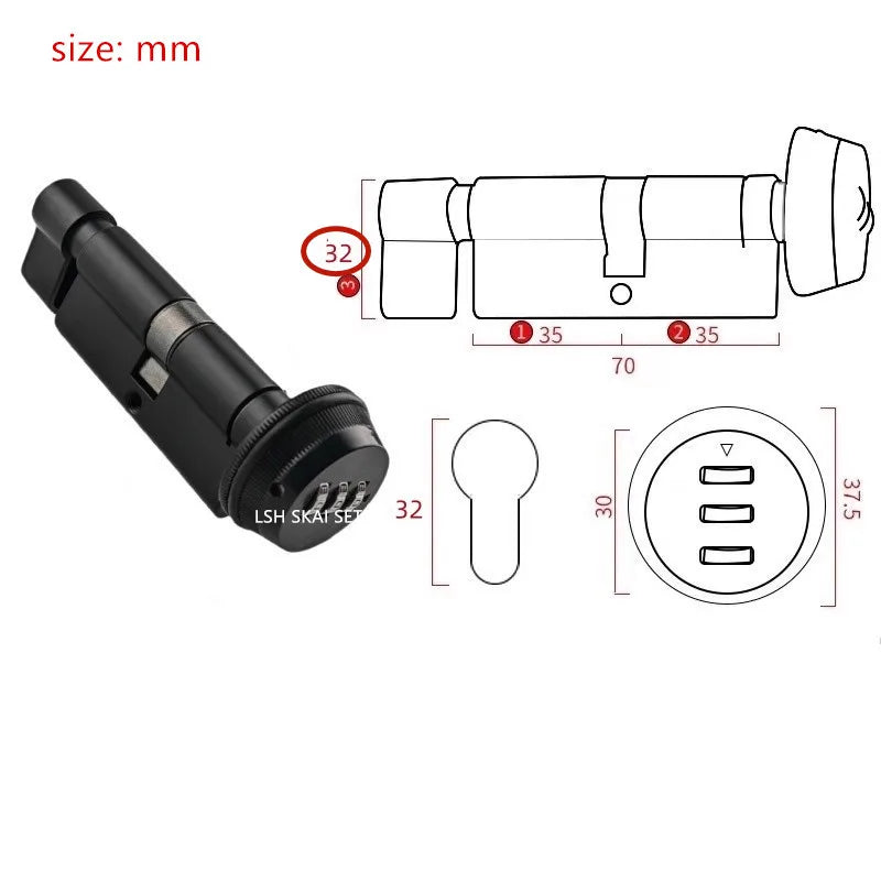 1Pc Digital Password Intelligent Keyless Lock Core Zinc Alloy Bedroom Door Lock Home Hardware Safety Anti-theft Door Accessories
