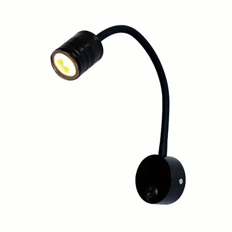 cabinet Lights Black, Flexible Gooseneck Lamp LED 3W 3000K Wall Mounted 220V with Switch for Bedrooms Living Room Indoor Lo