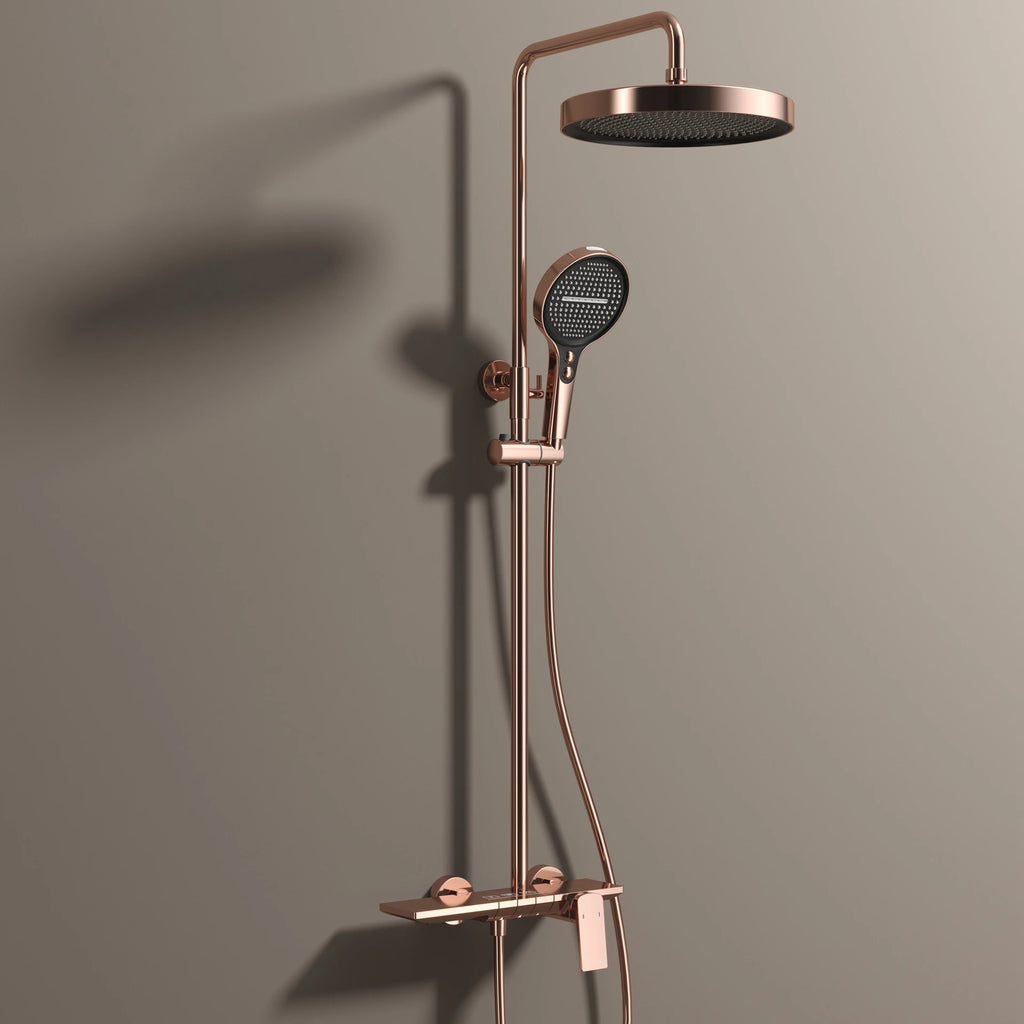 Rose Gold Piano Bathroom Shower System Solid Brass Bathroom Faucet Accessories Rain Shower Head Hot Cold Piano Shower Set