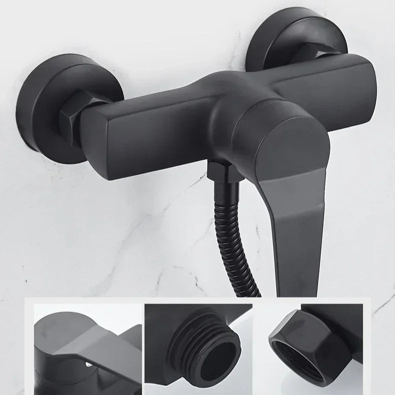 Black Bathroom Shower Faucet Wall-Mounted Mixer Valve Household Single Handle Hot and Cold Water Tap Shower Accessories