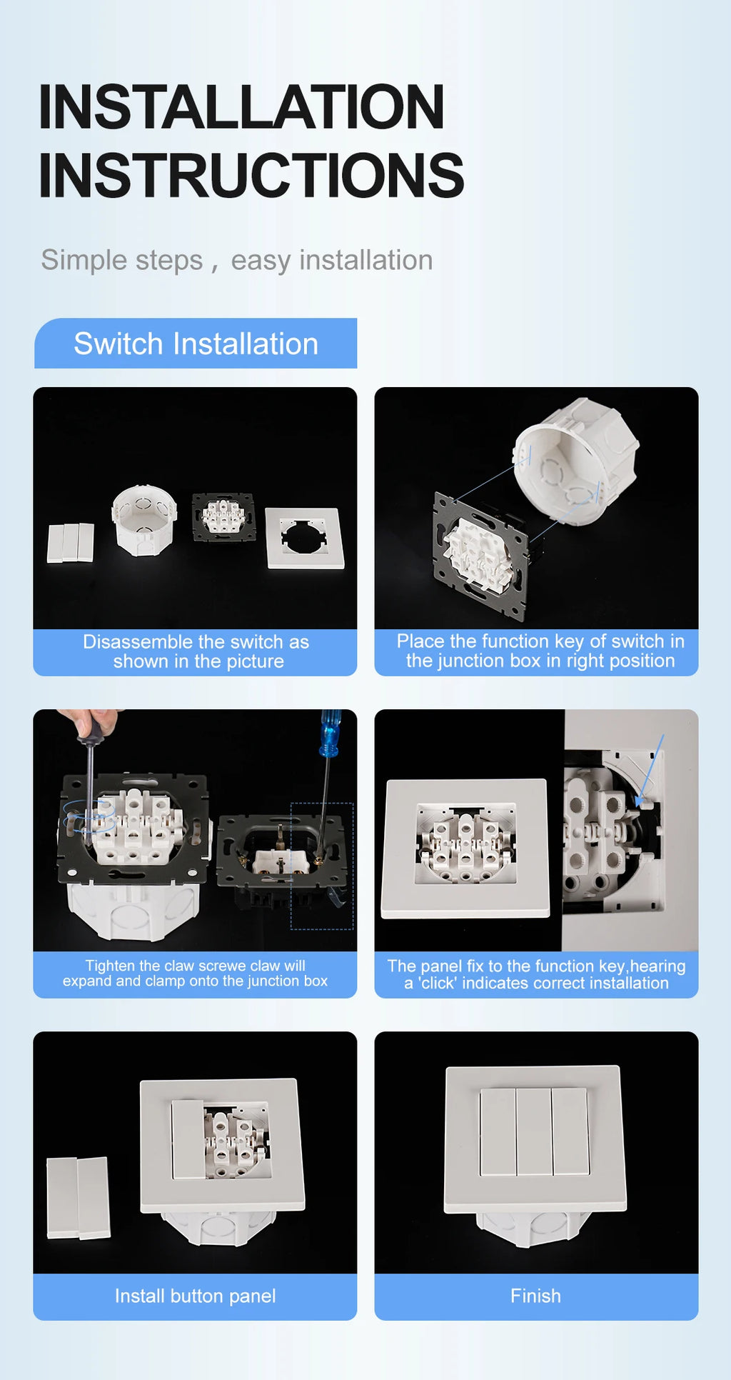 Factory Direct Selling High Quality EU Standard 10 /16Amp Electric Luxury Tempered Glass Light Wall Switch and Socket