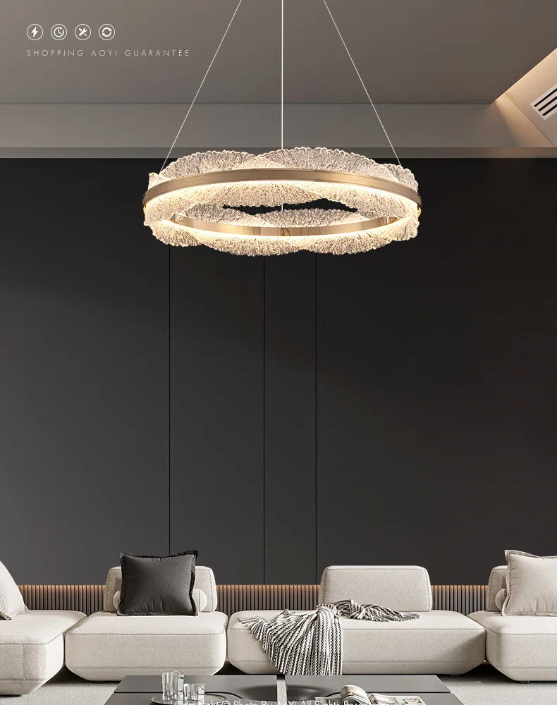 Modern Light Luxury Living Room Chandelier Round Led Hall Light Designer Creative Model Room Bedroom Dining Room Lighting