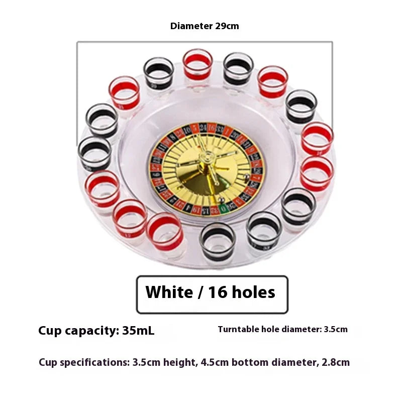 16 Glasses Transparent Glass Wine Cup Game Bar Drinking Game Whiskey Cocktail Bar Party Game Push Turntable Drinking Accessories