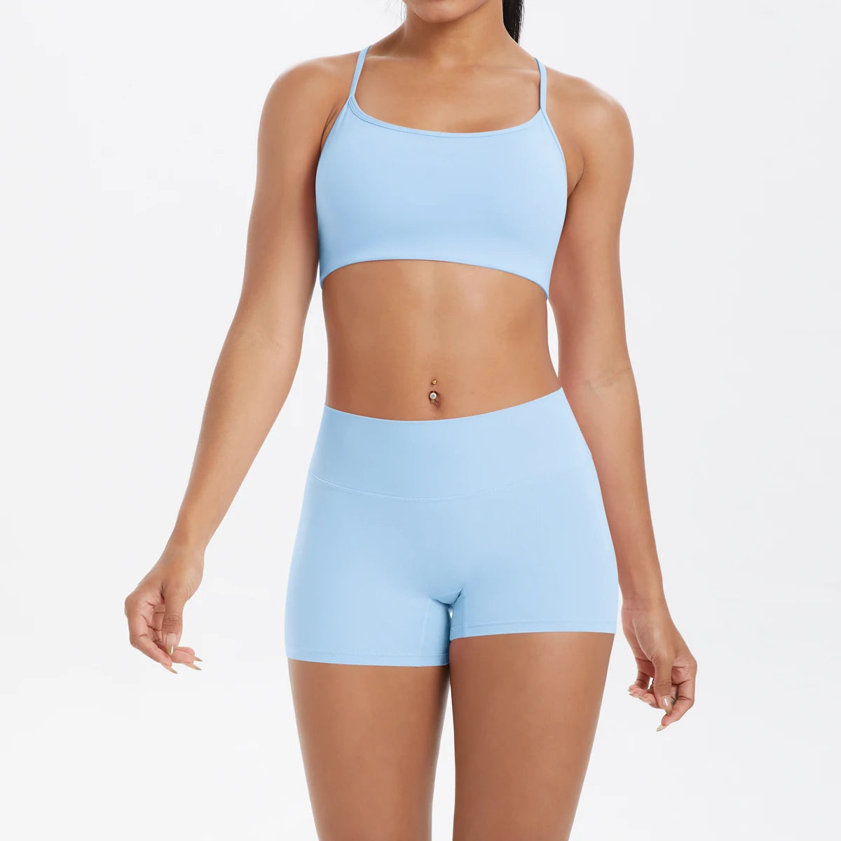 New Cross Backless Yoga Bra And Fitness Shorts Gym Yoga Set Woman’s Summer Running Sports Quick-Dry Women Gym Clothing Yoga Suit