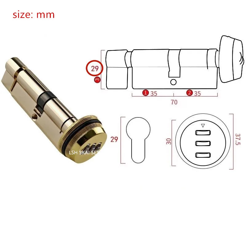 1Pc Digital Password Intelligent Keyless Lock Core Zinc Alloy Bedroom Door Lock Home Hardware Safety Anti-theft Door Accessories