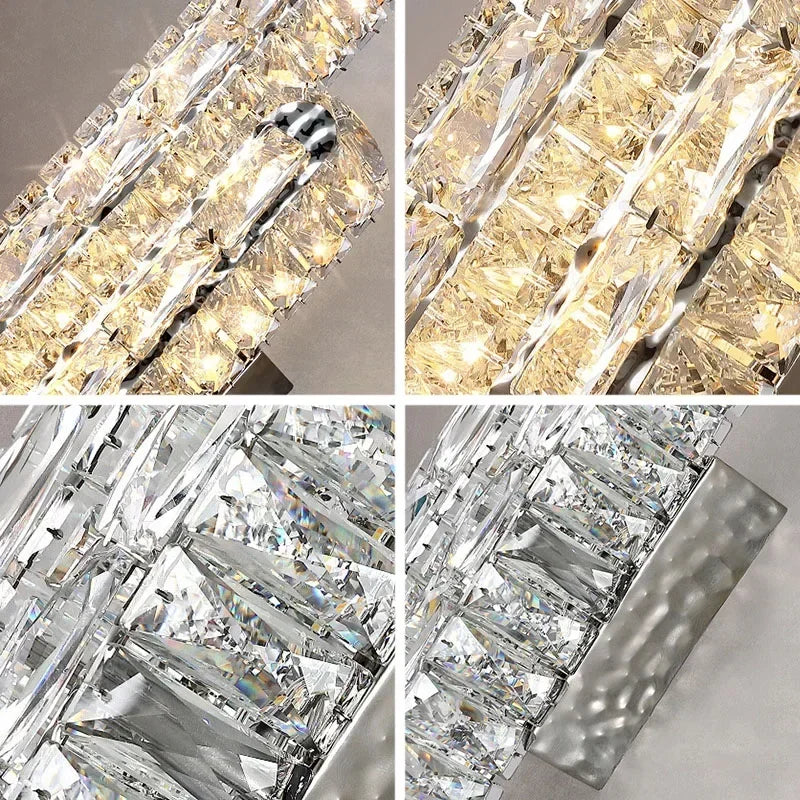 Luxury Modern LED Crystal Remote Control Wall Lamps for Living Room Bedroom Decoration Indoor Lights Fixtures Home Wall Decor