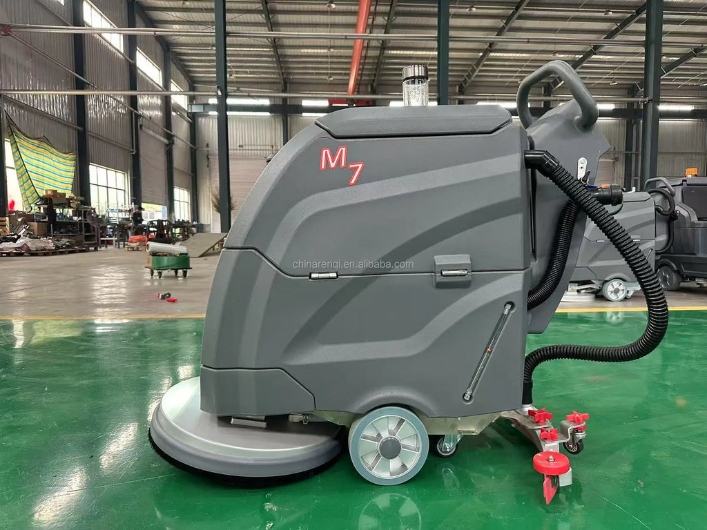Battery Powered Floor Scrubber, Electric Walk Behind Washer for Tile and Concrete, Efficient Cleaning Machine