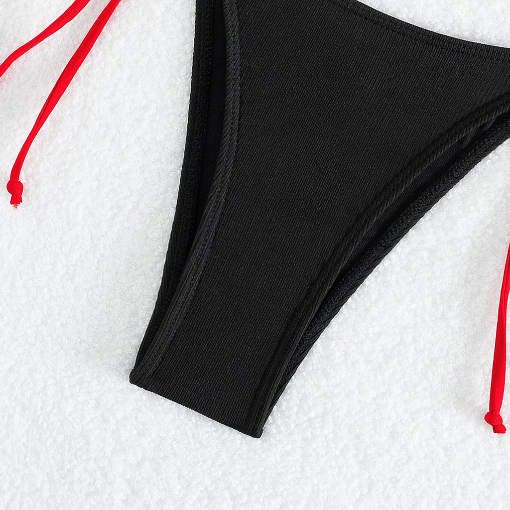 2026 Summer Swimwear Bikini Set Fashion Sexy Backless Bikini 2 Piece Set Women Laced Up Split Swimsuit High Waist Beach Bikini