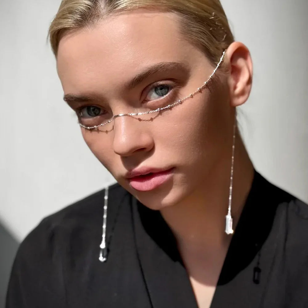 Personalized Design Plated Face Chain, Feather Beaded Tassel Style, Women's Street Shooting Accessory, Hot Sale Popular Item