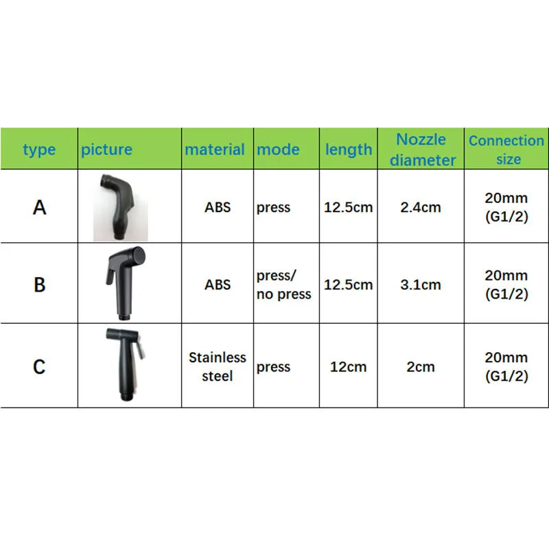 Black Bathroom Toilet wash Bidet Faucet Spray Gun Sprayer shower head Anal self cleaning Handheld water tap valve hose holder t