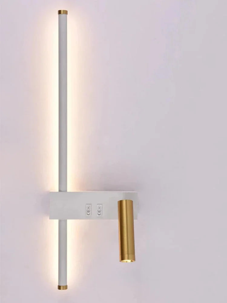Reading and switching simple wall lamp bedroom bedside lamp Nordic 2023 master bedroom line background wall lamp