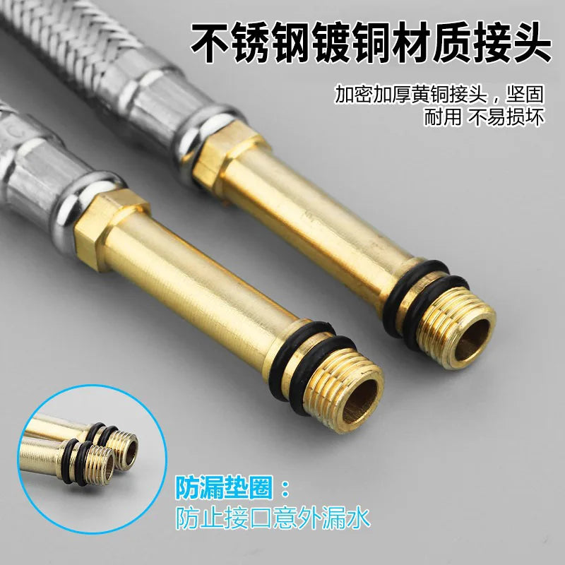 New 60cm/80cm/100cm Stainless Steel Faucet Hoses Cold Hot Mixer Faucet Water Inlet Pipe Kitchen Faucet Bathroom Tap Hose Tube