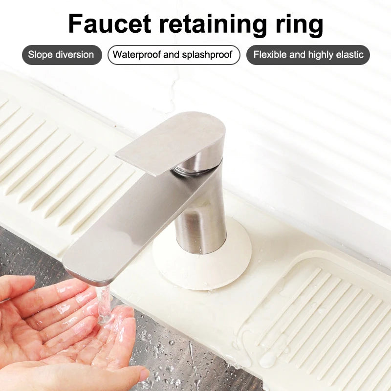 1Pc Silicone Faucet Water Guard Kitchen Sink Splash Catcher Countertop Protector Mat Draining Pad Kitchen Gadgets