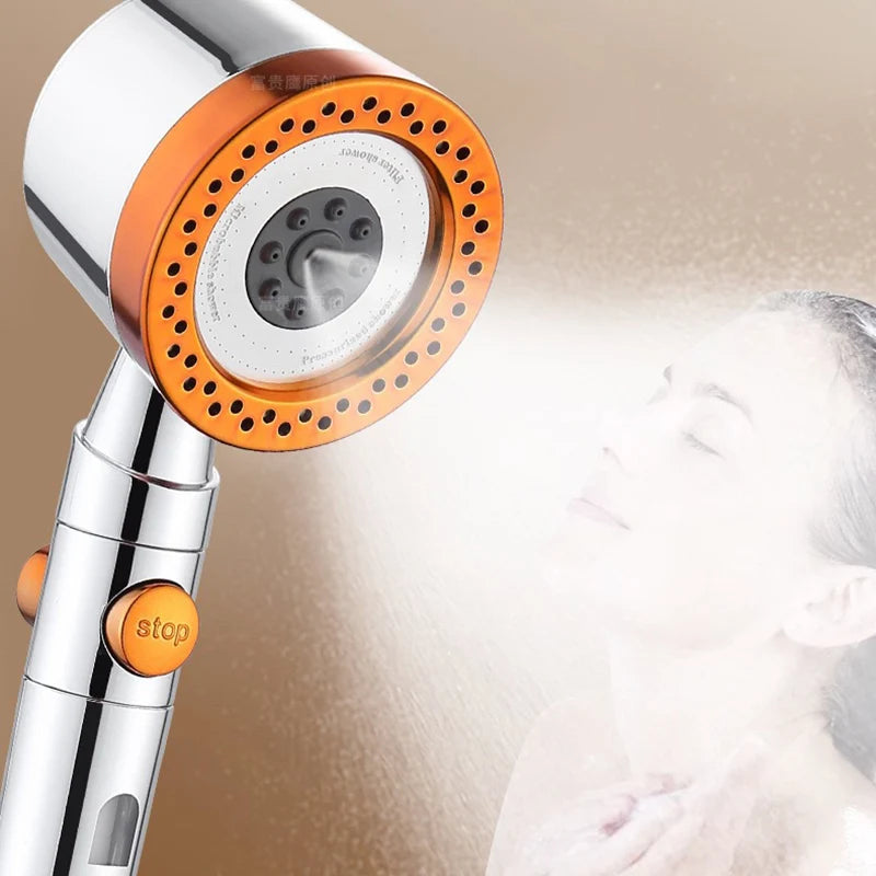 New High Pressure Water Saving Filter Shower Head 5 Modes Handheld Shower Head One Button Stop Bathroom Accessories Set