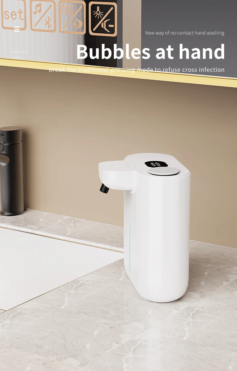 500ML Large Capacity HD Display 9-Gears Adjustable Foam/Liquid Control Automatic Sensor Soap Dispenser Portable Hand Wash Bottle