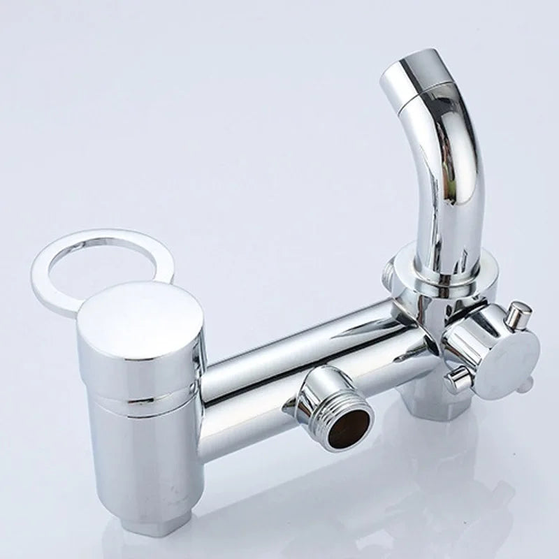 . 1 Set Bathroom Rainfall Shower Faucet Set Mixer Tap With Hand Sprayer Wall Mounted Chrome Copper YT-5335