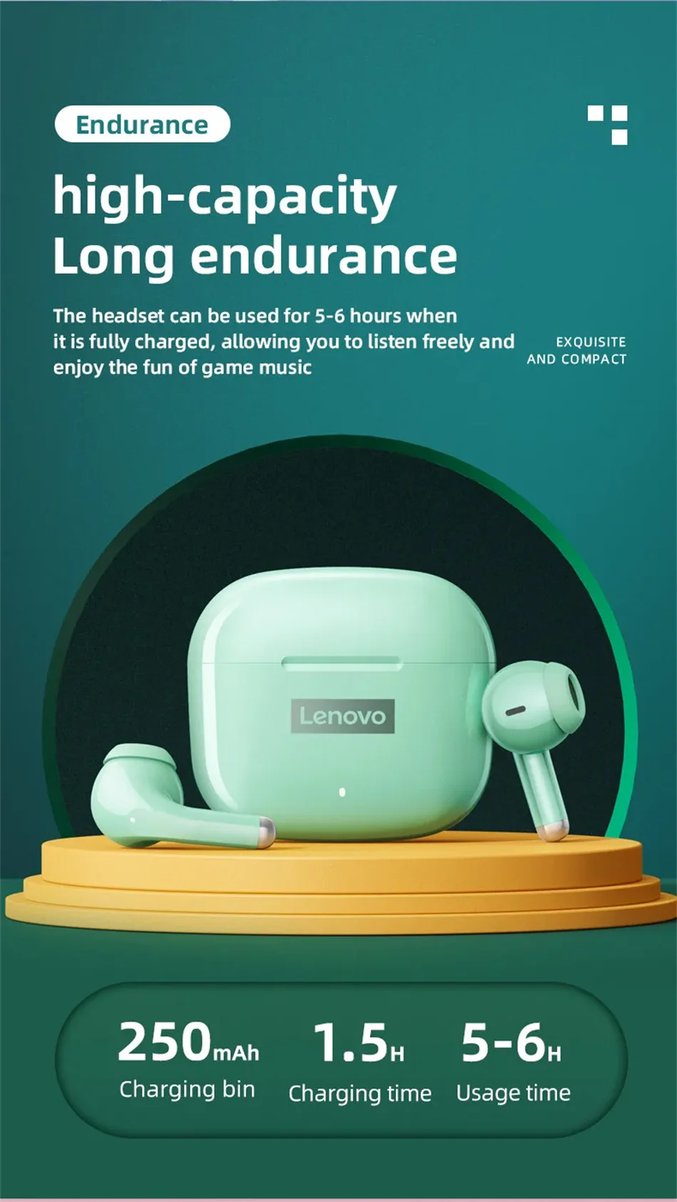 Lenovo LP40 Pro Headphones Wireless Bluetooth 5.4 TWS Hifi Stereo Earphones Gaming Sports Touch Control HD Call with Mic Earbuds