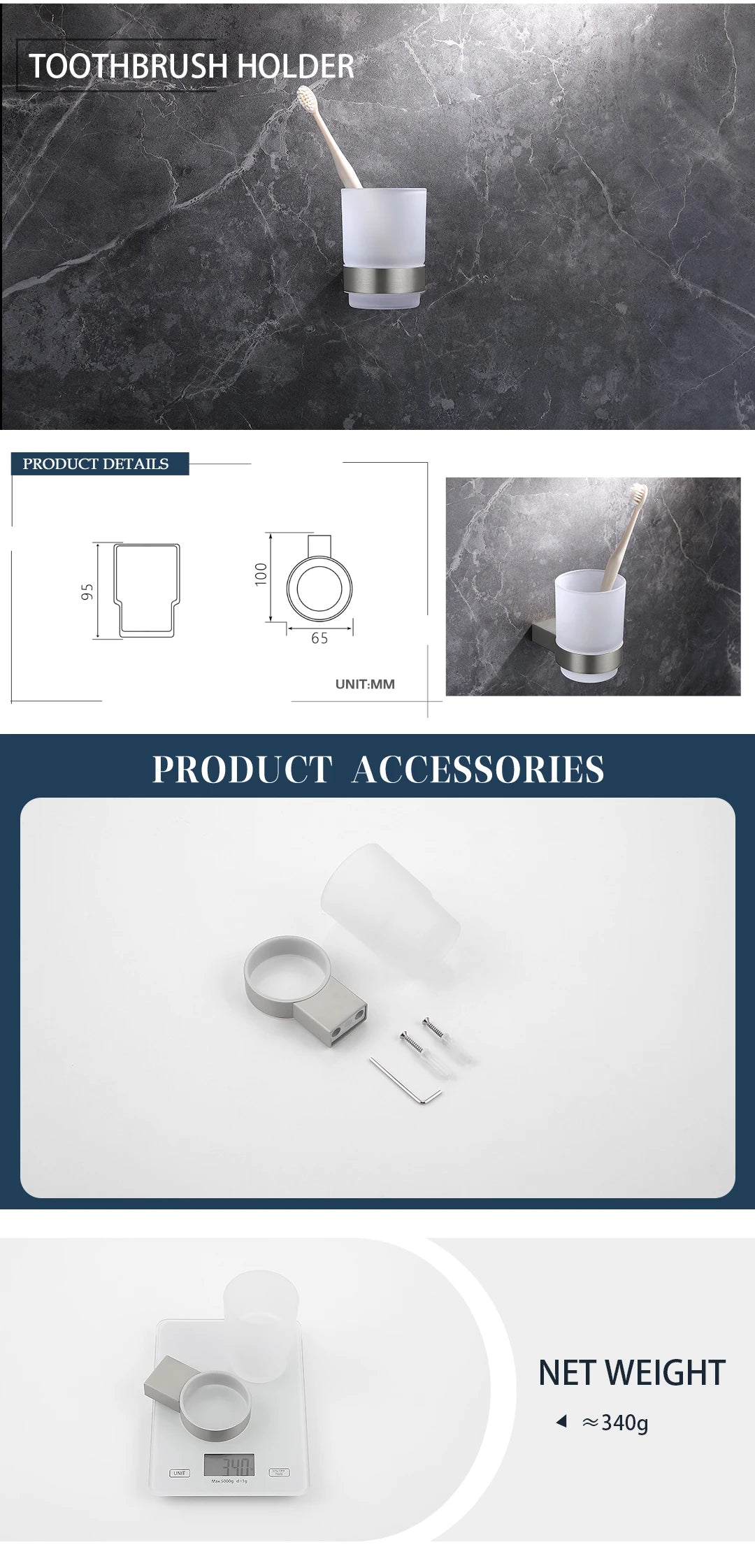 Bathroom Hardware Set Stainless Steel Bathroom Accessories Set Wall Mounted Towel Bar Towel Ring Toilet Paper Roll Holder Set