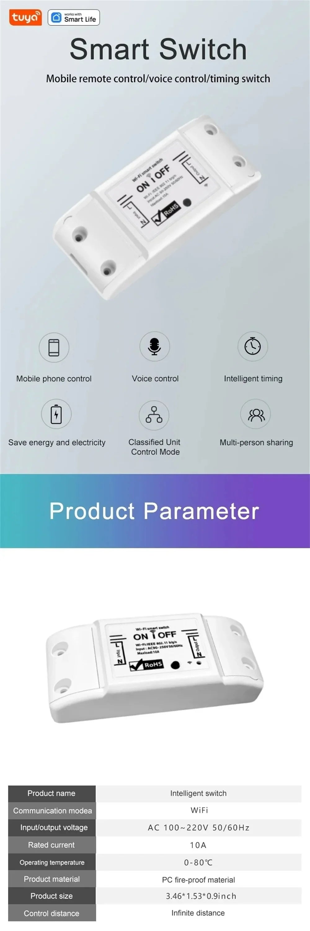 WiFi Smart Switch Automation Breaker Smart Home House APP Remote Control and Voice Control Wireless Remote Control Switch Relay