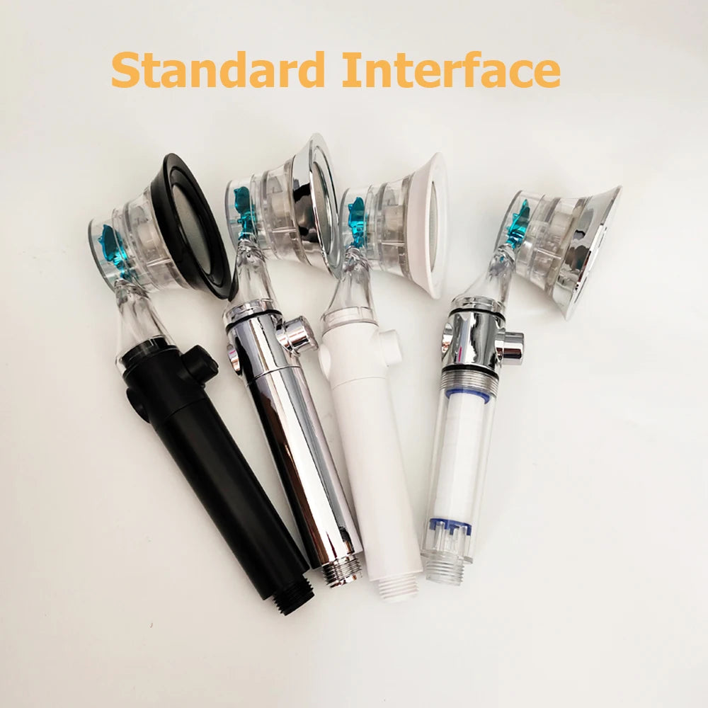 Propeller Pressurized Shower Head High Pressure With Stop Button Filter Water Saving Rainfall Showerhead Bathroom Accessories