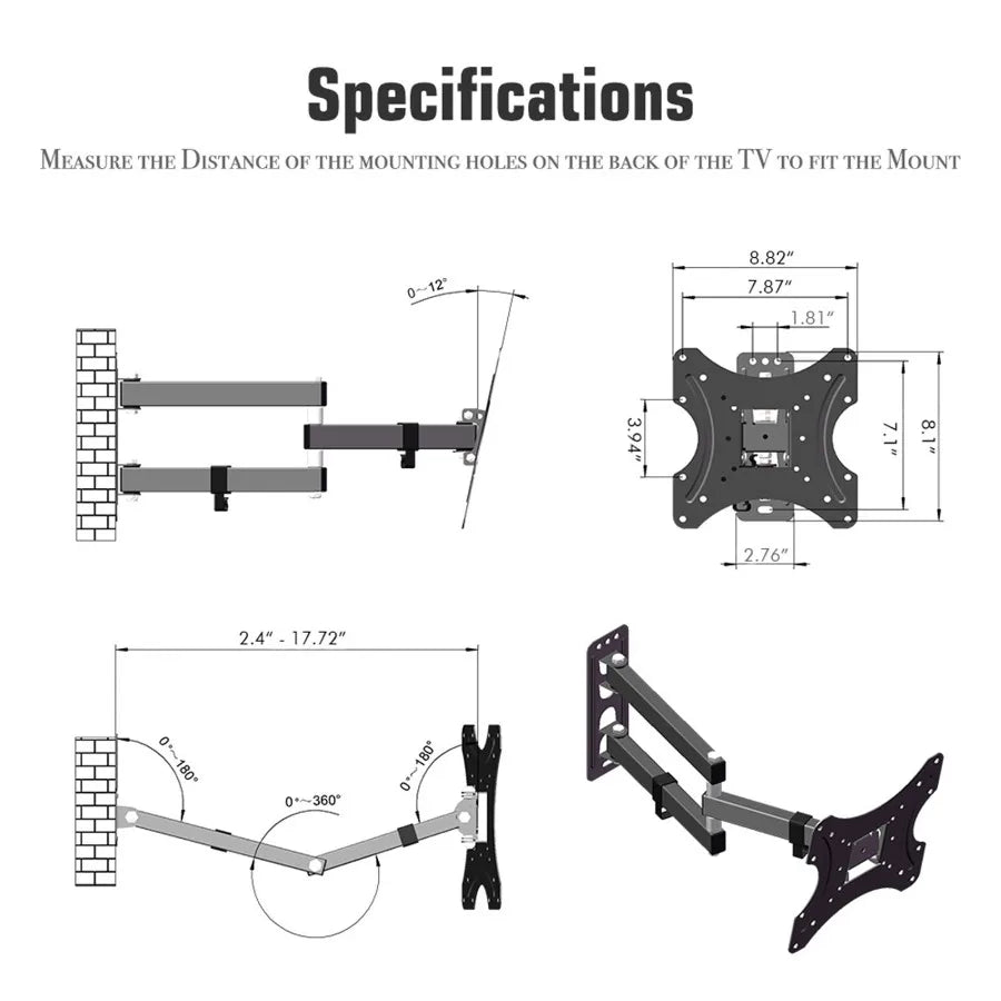 TV Monitor TV Mounts LCD LED Monitor Wall Mount Bracket Adjustable TV Screen Holder TV Frame Support For 17-42 Inches TV