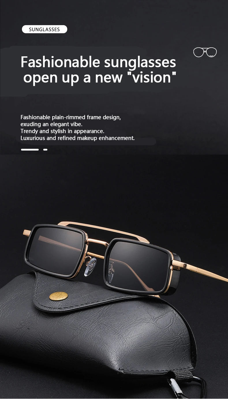 Trend Double-rail Sun Glasses - Fashionable, Business-style, Uv-resistant, Small Frame, For Driving Car Sunglasses8854X