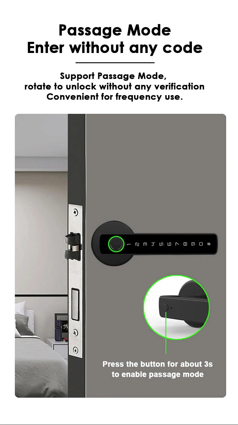 RAYKUBE M5 Tuya BLE Smart Fingerprint Door Lock Digital Electronic Lock with Password/Key/IC Card/ Smartlife/ Tuya APP Unlock