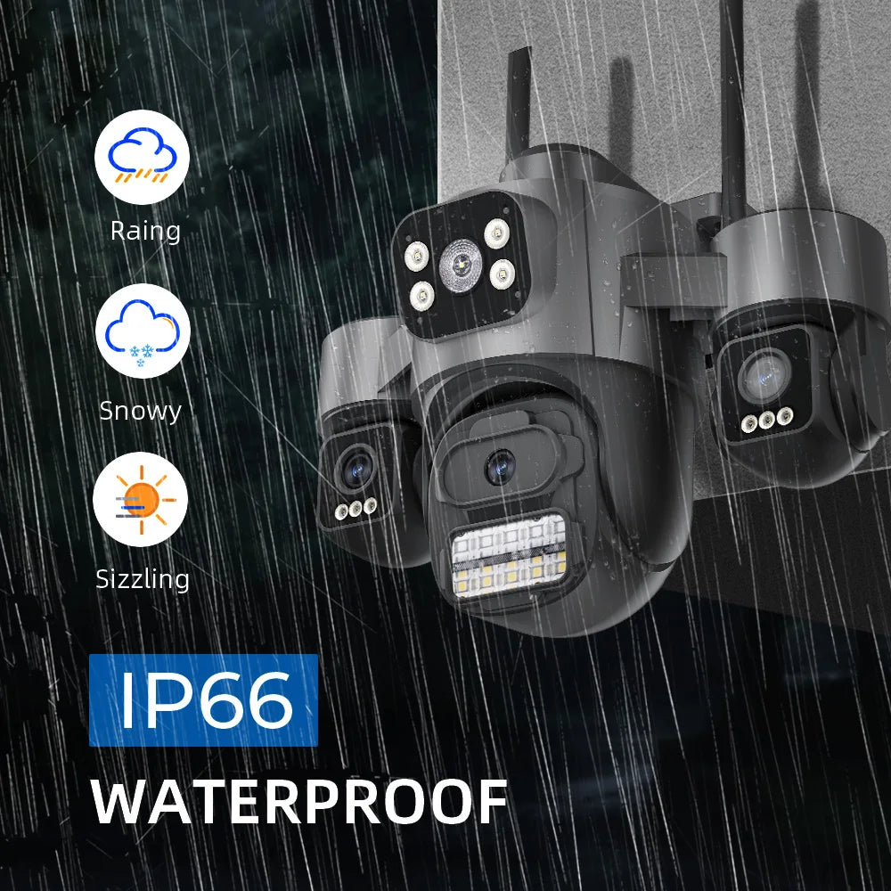 15MP HD Three Screen WIFI IP Camera Outdoor 4K Dual Lens Camera AI Human Detection Waterproof CCTV Video Security Camera ICsee