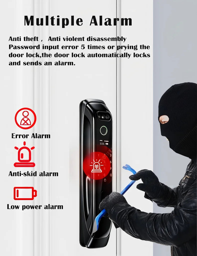 5050 5072 5572 4585 6085 Mortise Tuya WiFi Video Intercom 3D Face Recognition Smart Lock Biometric Camera Auto Keyless Lock