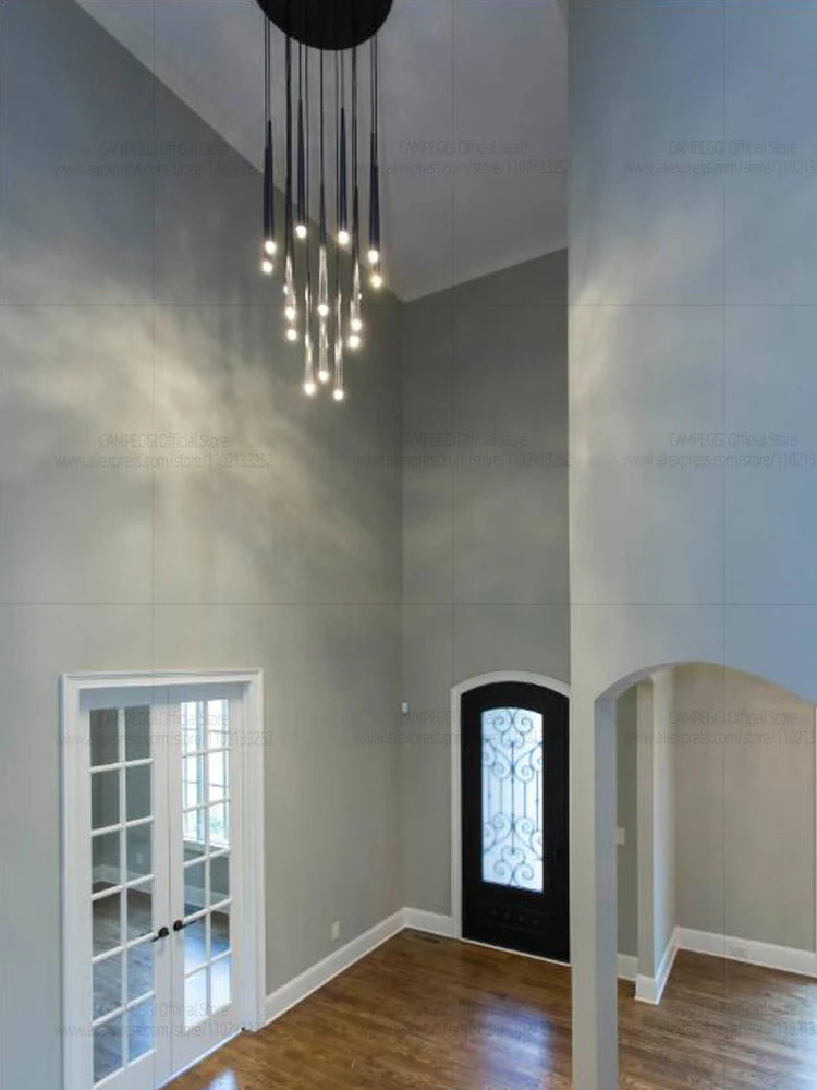 Modern LED Living Room Long Pendent Lamp Attic Light Indoor Lighting Villa Staircase Chandelier Dining Room Ceiling Lamp