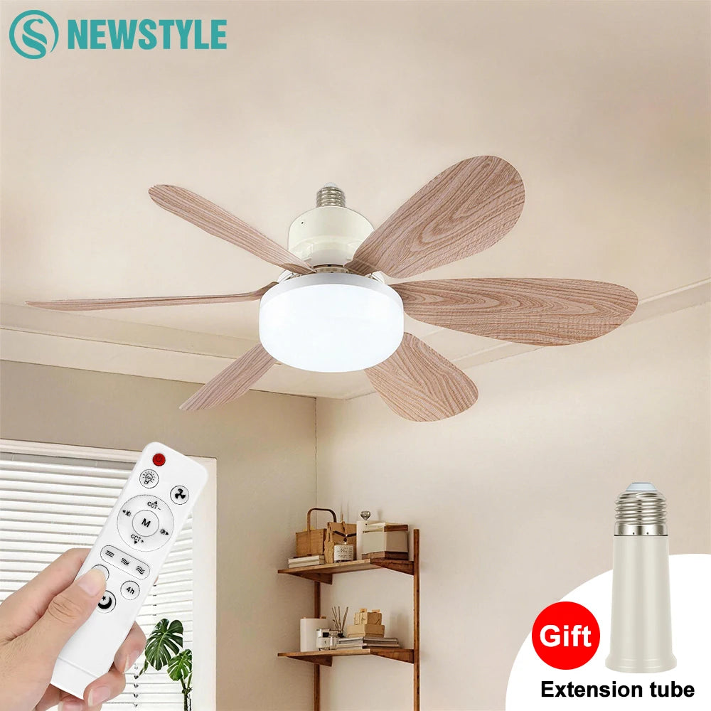 E26 E27 Base Home-use LED Ceiling Fan Light Wireless Remote Smart Fan Light 42cm 52cm Ceiling Fan for Room Office Study Kitchen