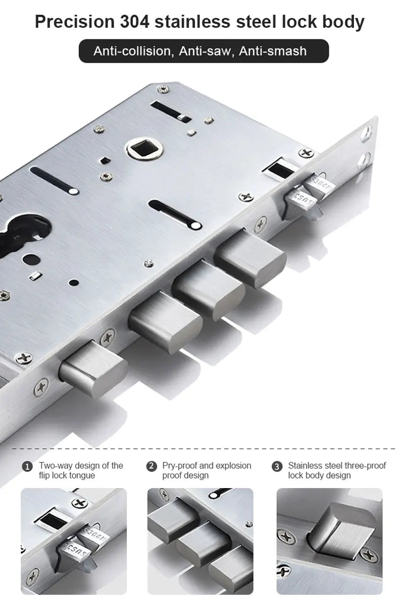 WISHome APP or Tuya App 3D Face Recognition smart Door Lock Unlock Digital Smart Lock Fingerprint Key Card Nfc Phone Unlock Lock