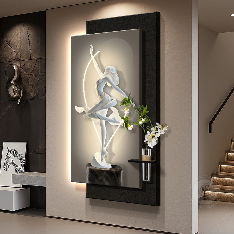 Modern light luxury entrance door, foyer decoration painting, high-end feeling, corridor corridor hanging painting, hydroponic g