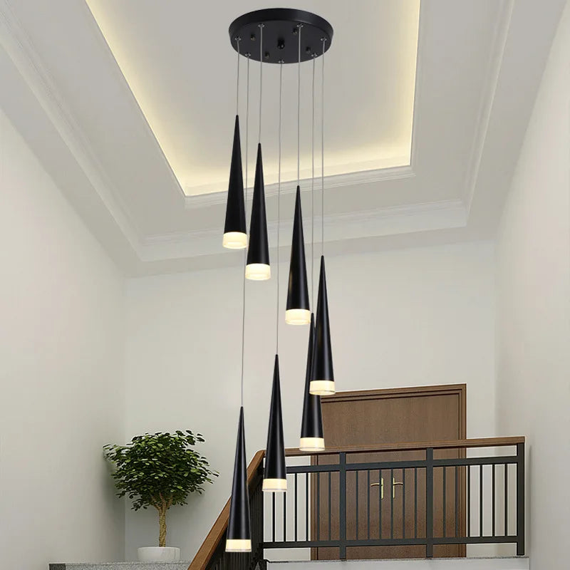 LED Stair Pendant Lights Modren Villa Indoor Lighting Hanglamp Shop Window Pendant Lamps 3/5/7/10/12/15 Heads Lamparas Luminaria
