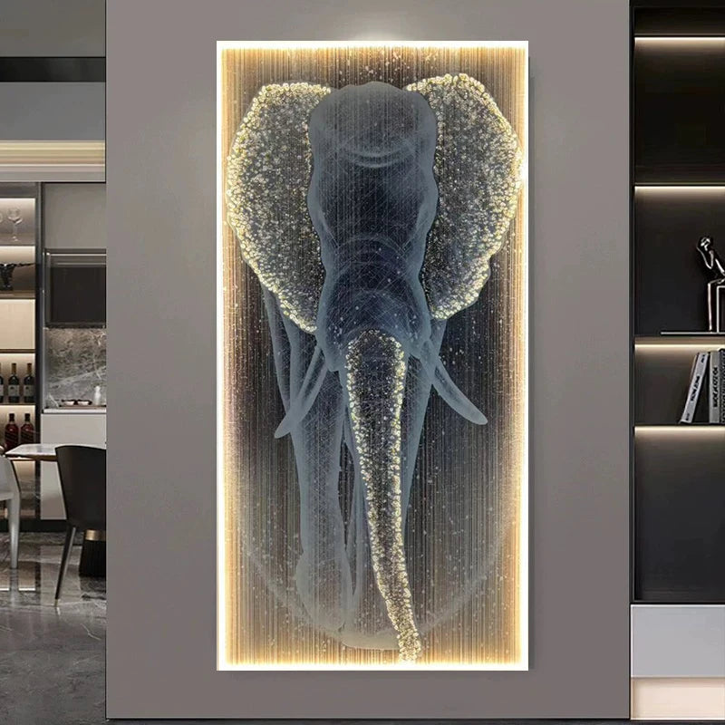 New  Modern High-end Wall Lamp Remote Control Light Luxury Living Room Decoration Painting Lamp Elephant Hanging Painting LED