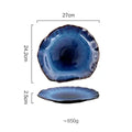 Ceramic Plates Deep Blue Irregular Flat Plate Pottery Dish Household Decoration Tableware Dinnerware Tray Hotel Kitchen Supplies