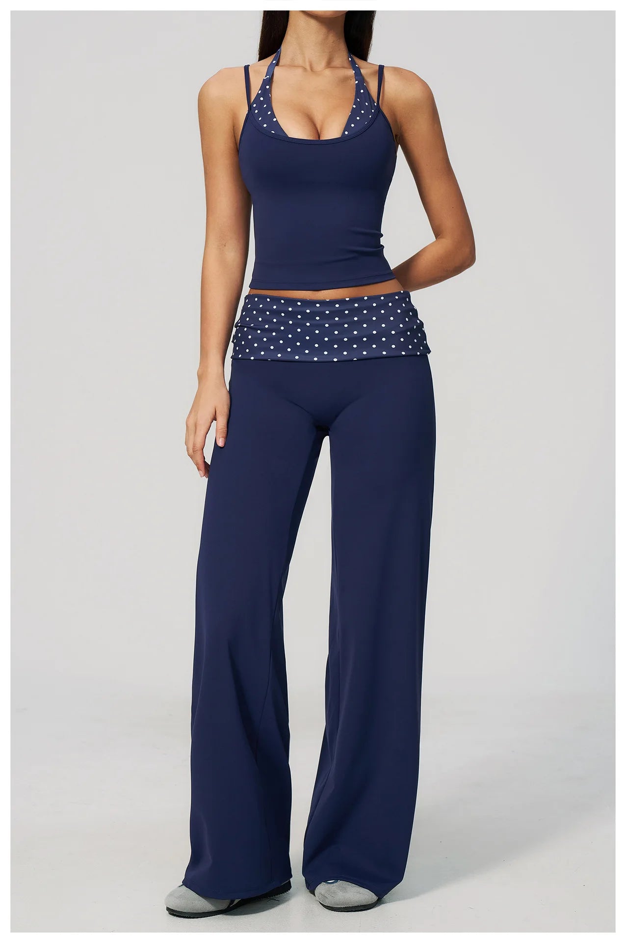 Summer 2PCS Yoga Set Women's Tracksuit Fashion Polka Dot And Striped Workout Sets Gym Outfits High Waist Butt Lift Yoga Clothes