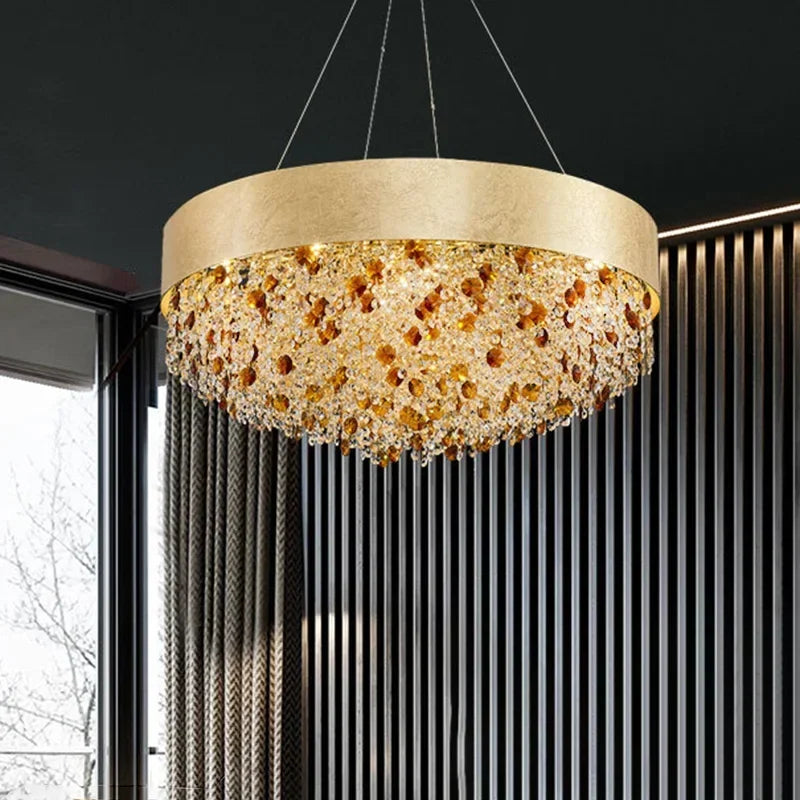 Modern Light Luxury Crystal Living Room Chandeliers for Restaurant Luxury Creative Circular Designer Home Decor Lustre Fixtures