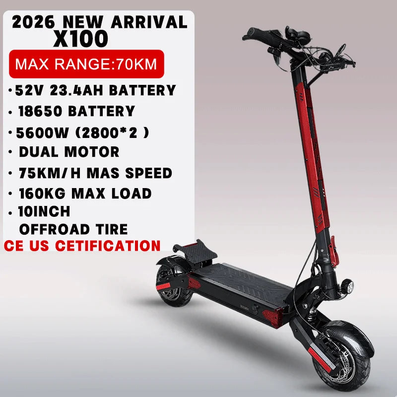 1200W-6000W SingleDual Motor Electric Scooter Adults 72V 60V 52V 48V Off Road Winter Snow Anti-Slip Foldable E-Scooter