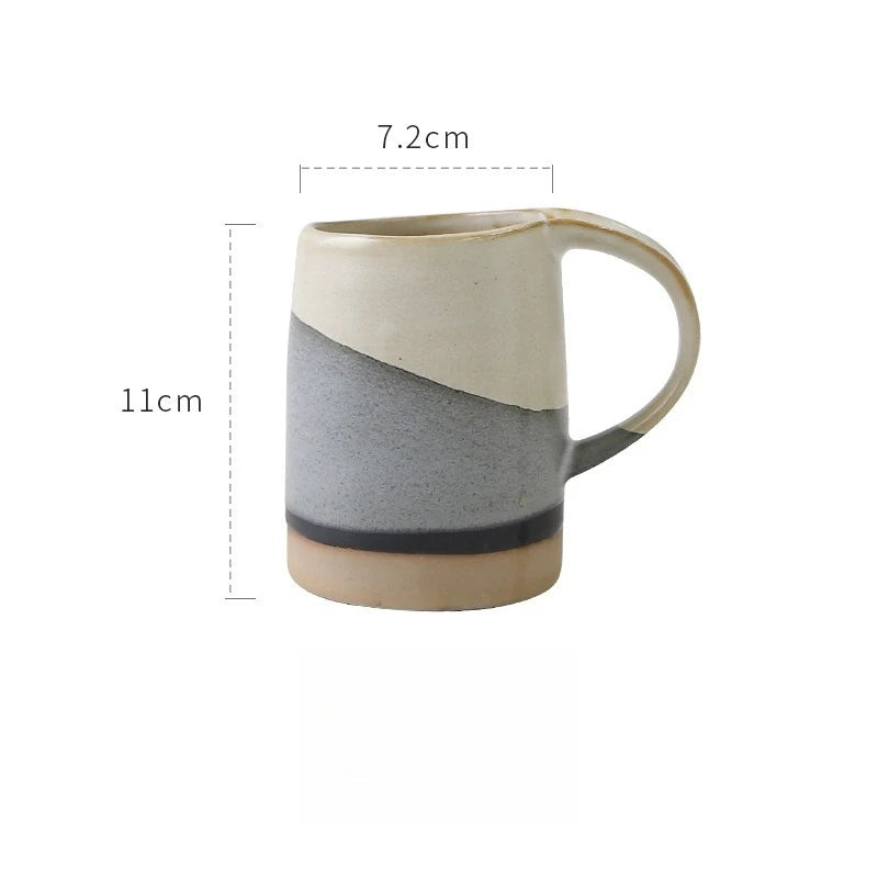 Handmade Stoneware Mug Retro Black White Latte Coffee Cup Ceramic Cup